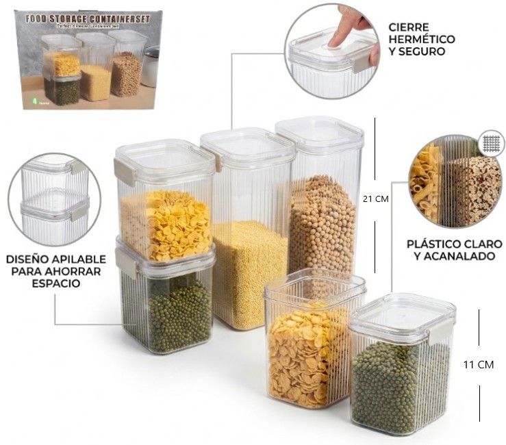 ORGANIZADOR ACRILICO DE ALIMENTOS 4 PCS