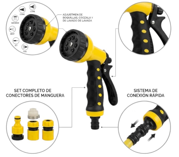 [PREITJK4411] PISTOLA DE RIEGO C/BOQUILLAS AJUSTABLES
