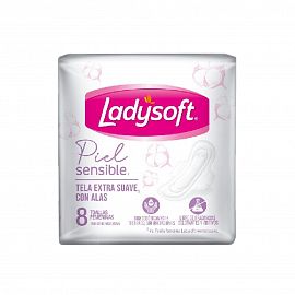 Lady Soft Toalla Normal Suave piel sensible c/Alas x 8 unidades