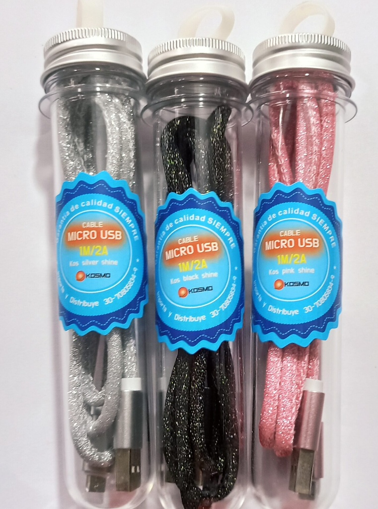 CABLE USB KOSMO V8 EN TUBO , CON BRILLO