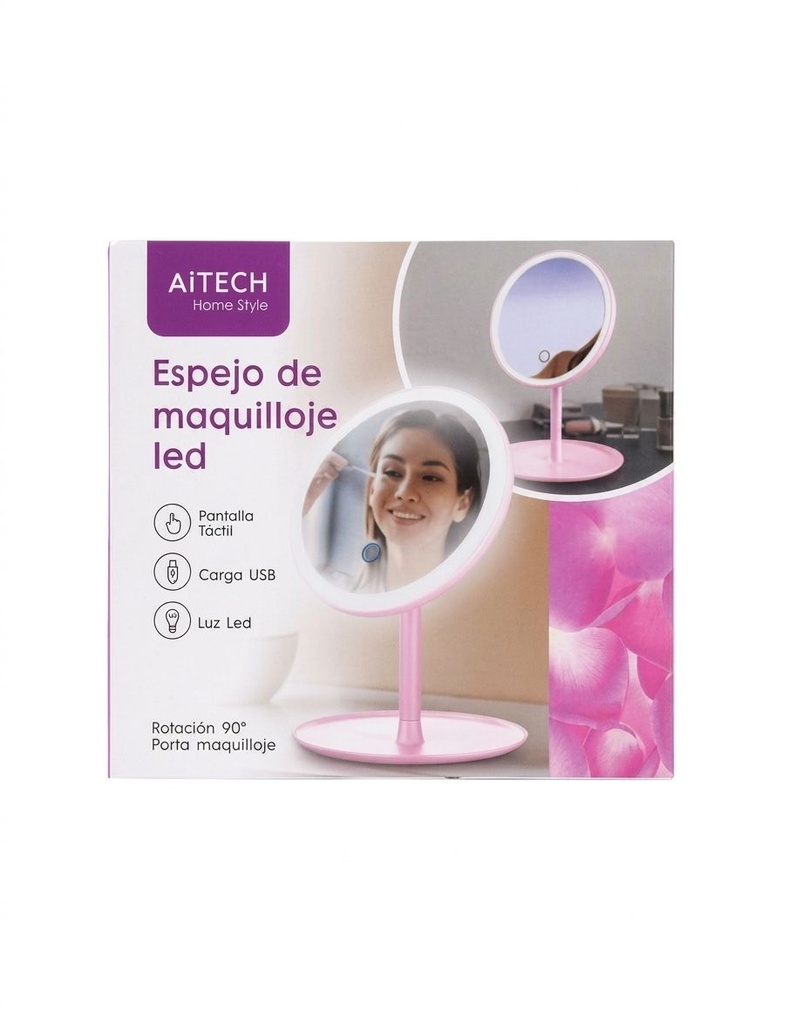 ESPEJO DE MAQUILLAJE LED 3 BASES