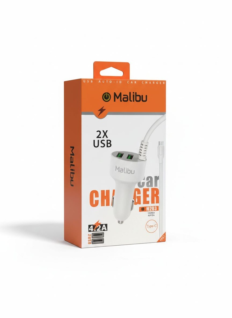 CARGADOR DE AUTO TIPO C 4.2A MALIBU
