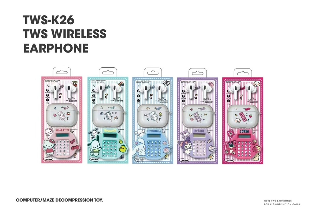 AURICULARES CON ESTUCHE Y MINI CALCULADORA ANIMADO