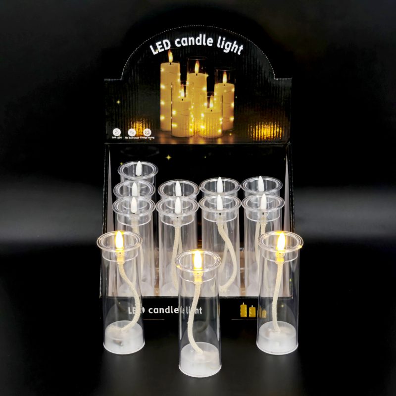 VELA DE ACEITE ALTA TRANSPARENTE CON LUZ ALTA X12