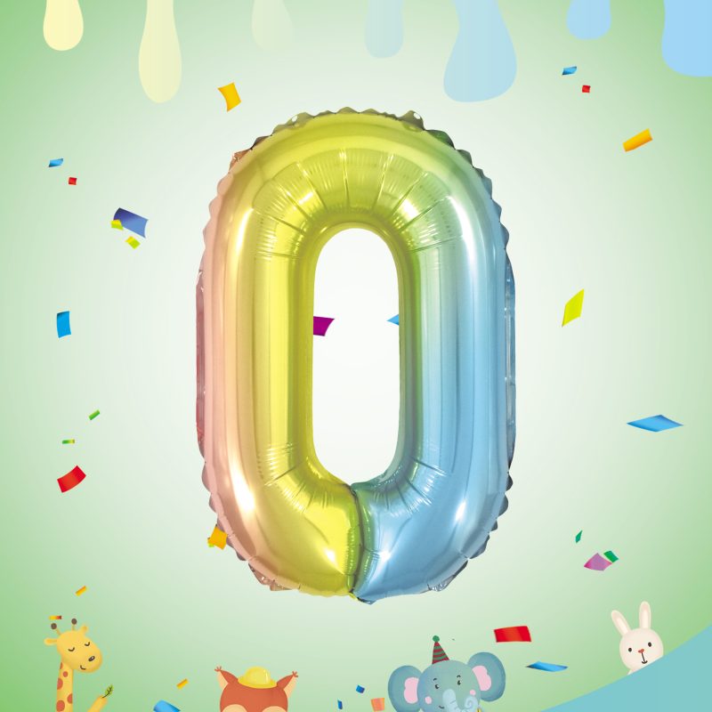GLOBO NÚMEROS MULTICOLOR 16″ X12U