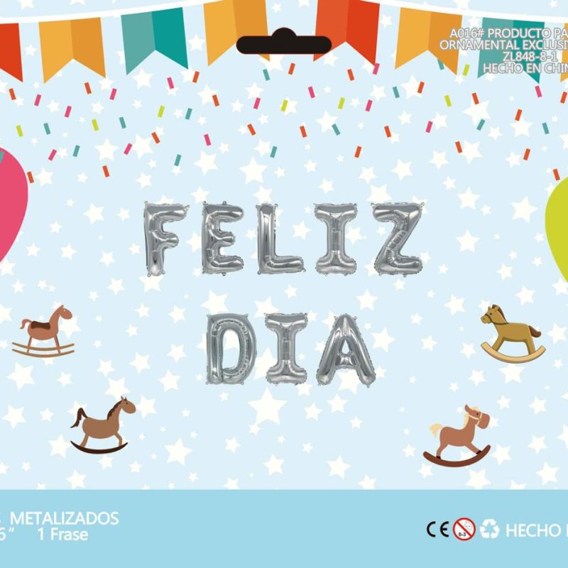 [PREZLGLOBOFRASEFELIZDIAX12] GLOBO FRASE “FELIZ DIA” X12U