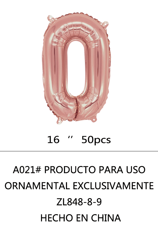 GLOBO NÚMERO ROSA GOLD 16″ X50