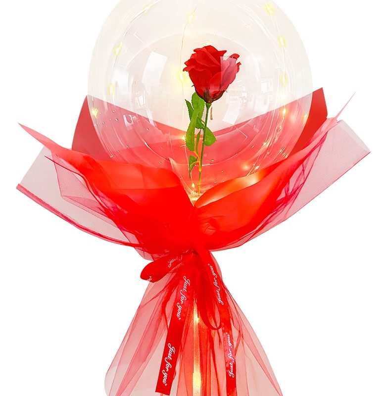 GLOBO BURBUJA CON FLOR LED X6