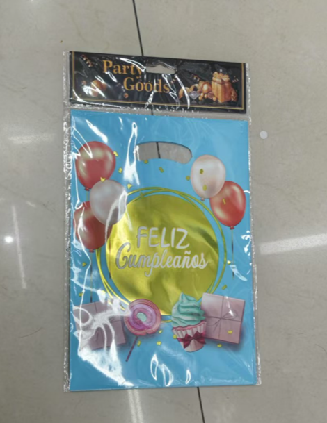 BOLSA DE REGALO FELIZ CUMPLEAÑOS GLOBOS 17*25 CM X100U