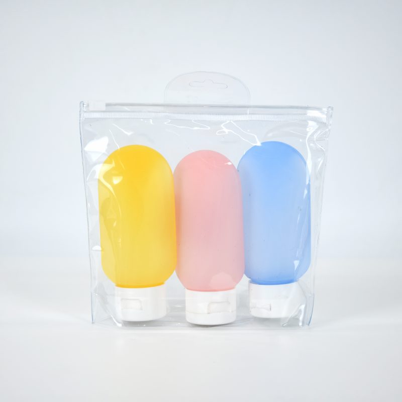 KIT DE BOTELLITAS RECARGABLES CON DISPENSADOR (3 PIEZAS) X12