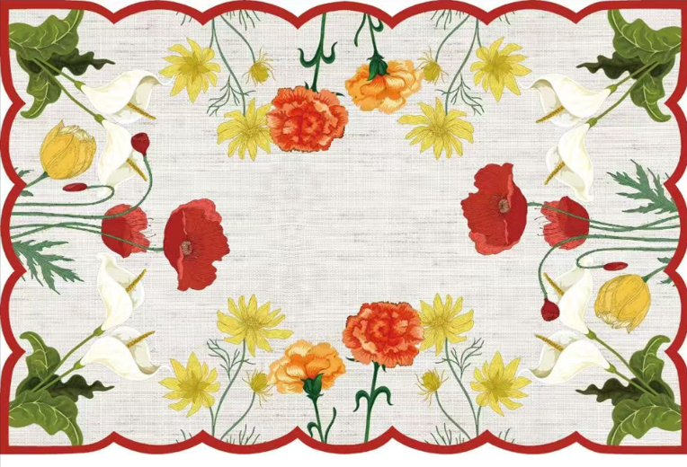 MANTEL INDIVIDUAL FLORES DE COLORES 30*45 CM