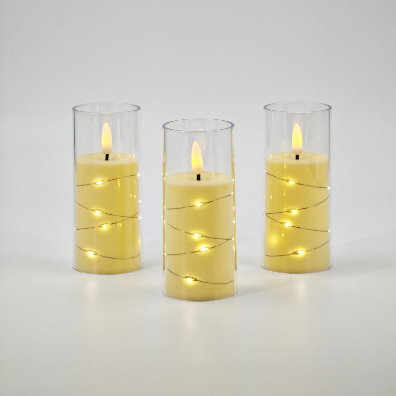 [PREZLVELACONLUZENVASOMEDIANOCONGUIRNALDAX122] VELA CON LUZ EN VASO MEDIANO CON GUIRNALDA X12
