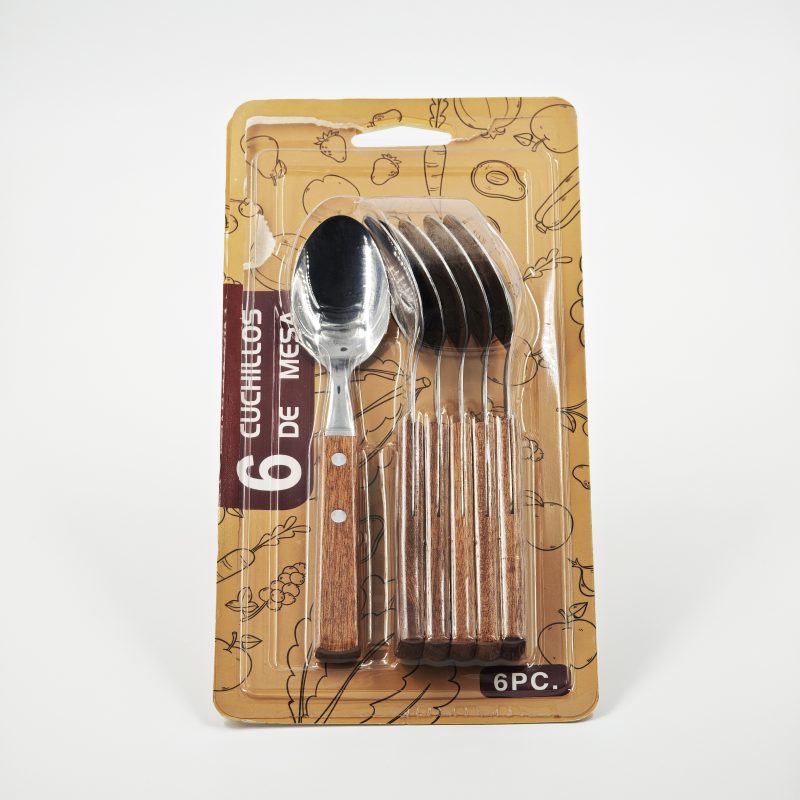 CUCHARA DE TÉ MANGO DE MADERA X6