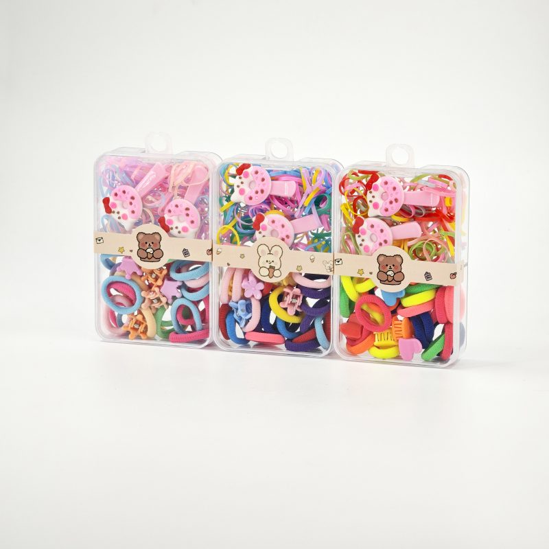 SET DE LIGAS, GOMITAS ELASTICAS Y PINZAS X12
