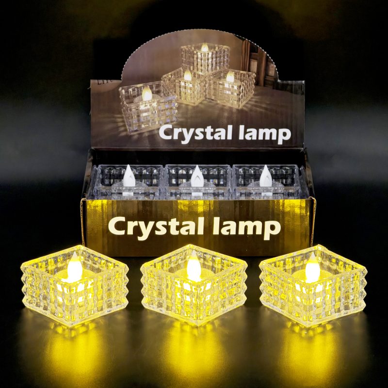 VELA CAJA DE CRISTAL CON LUZ X6