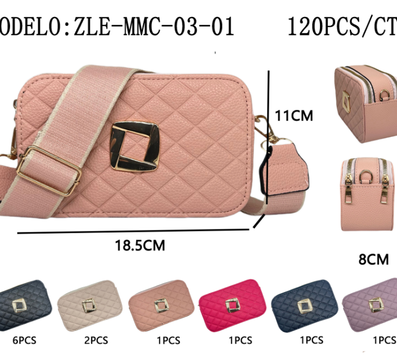 CARTERA BANDOLERA “HEBILLA CUADRADRA” X12
