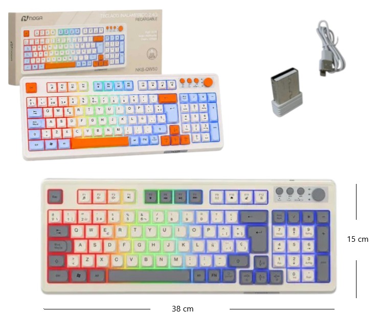 [PREITNKBQW50] TECLADO INALAMBRICO RGB 2.4 RECARGABLE