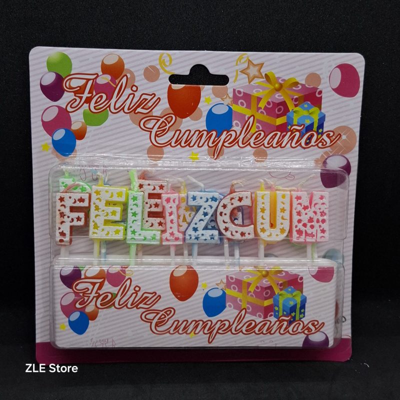 VELA FRASE DE FELIZ CUMPLEAÑOS X12 ZLE-027