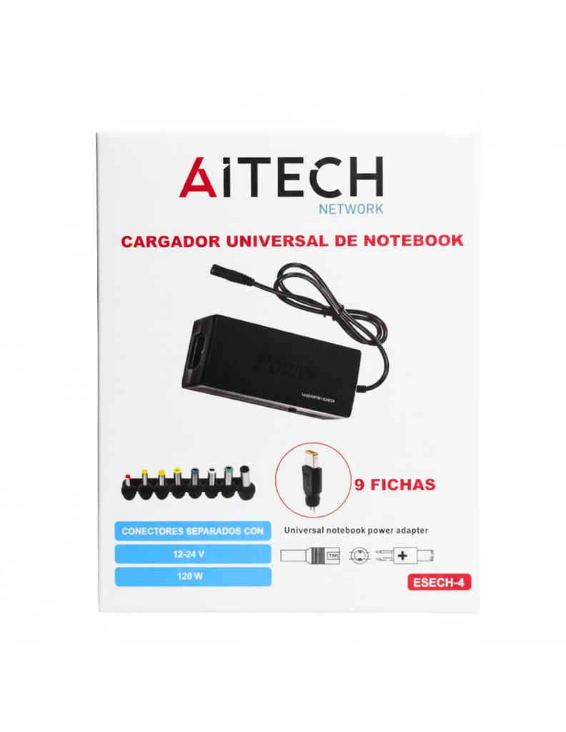 CARGADOR UNIVERSAL DE NOTEBOOK 9 FICHAS AITECH