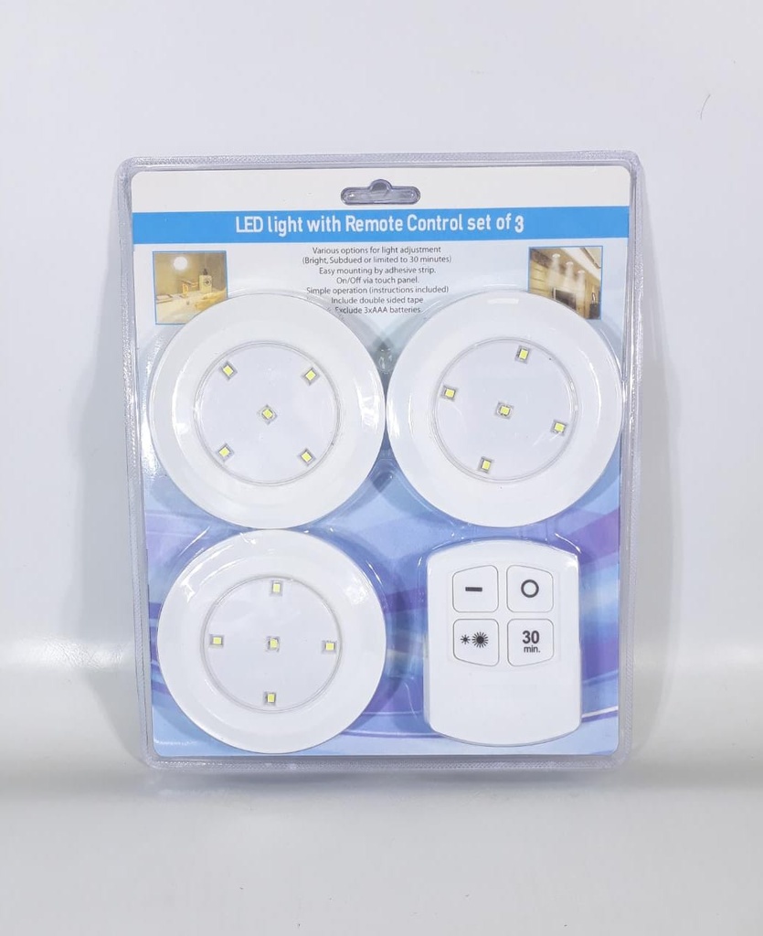 BN0264 SET DE LUZ LED PLACAR X3PCS C/CONTROL HT-08
