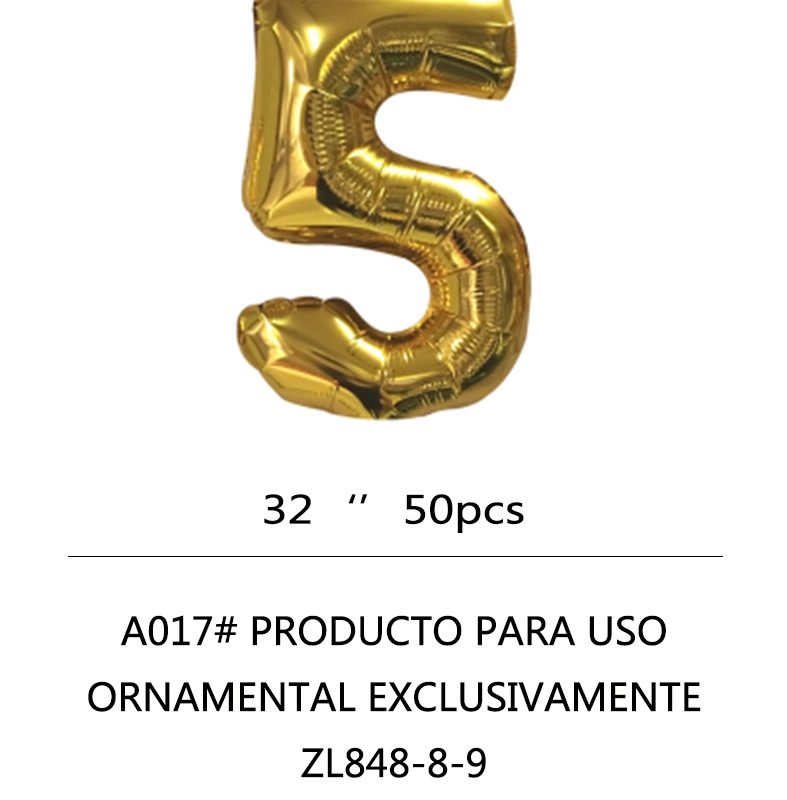 GLOBO NÚMERO DORADO 32″ X50U