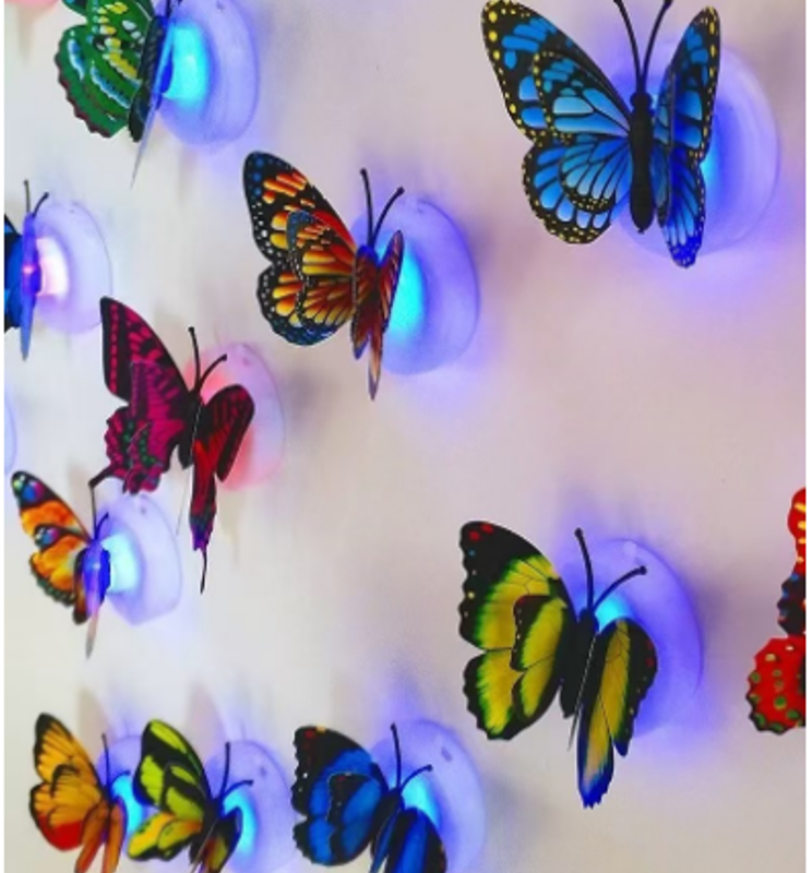 MARIPOSA PEGATINA CON LUZ X12