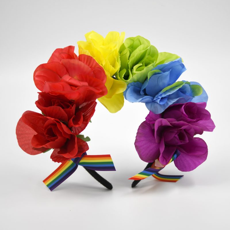 VINCHA DE FLORES MULTICOLOR X6