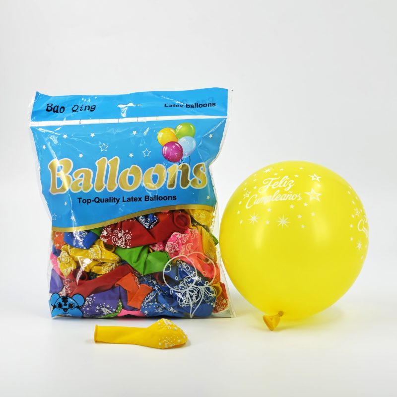GLOBO REDONDO ESTAMPADO FLOR FELIZ CUMPLEAÑOS 1.4G X100