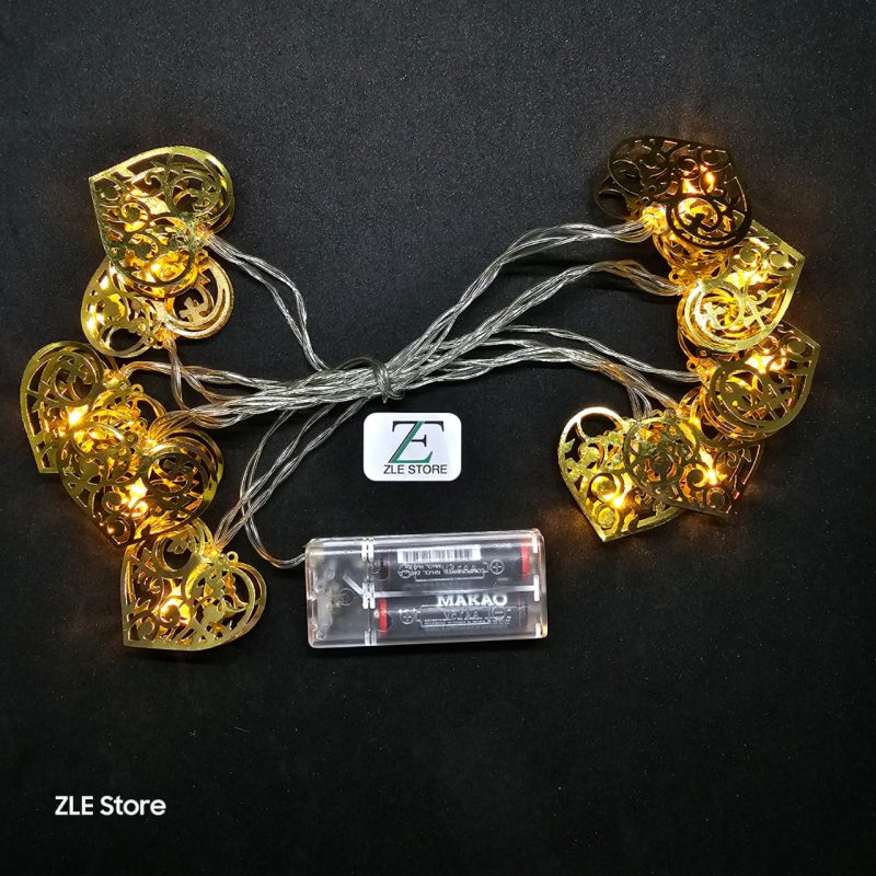 GUIRNALDA 10 LED – CORAZON DE METAL (AA)