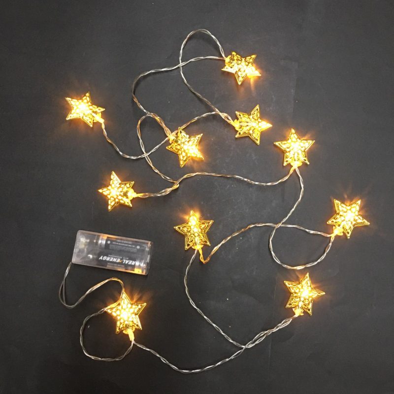 GUIRNALDA 10 LED – ESTRELLA DE METAL AA