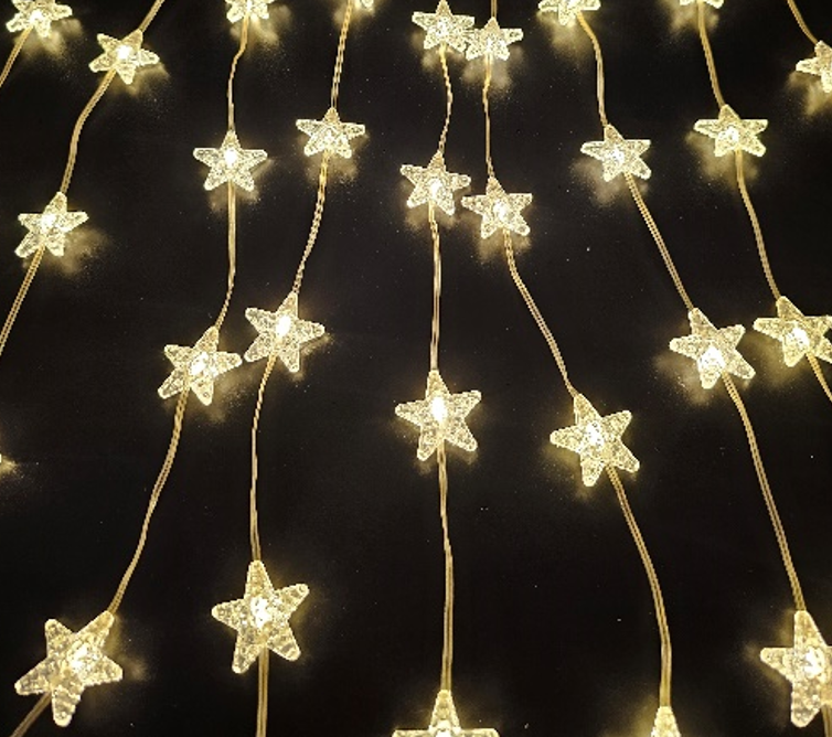 CORTINA 80 LEDS CHATO CON FORMA DE ESTRELLA 2*1M