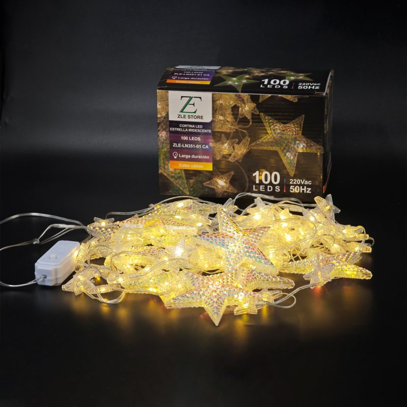 CORTINA 100 LEDS ESTRELLAS GRANDES Y PEQUEÑAS 3 M *70 CM