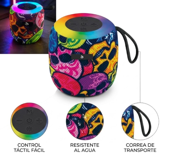PARLANTE 3 PLG SKULL POP ART