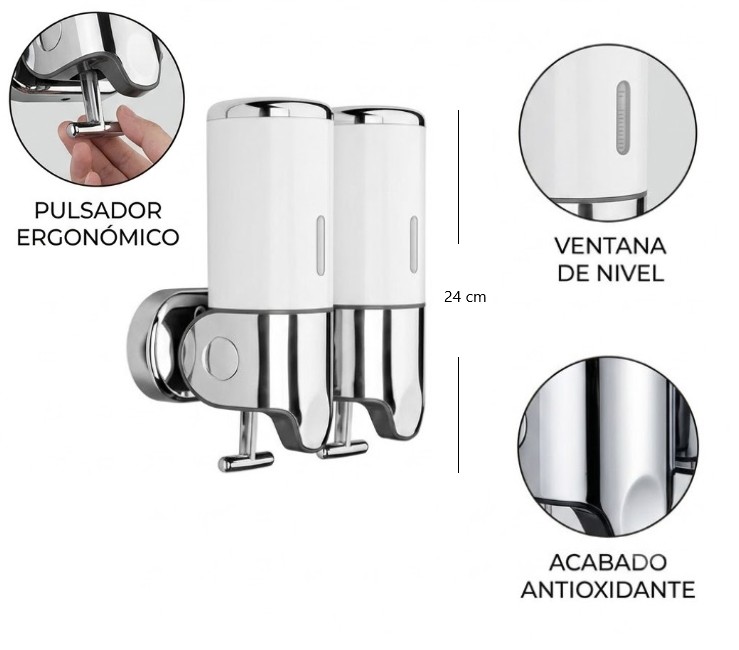 DISPENSADOR DE JABON LIQUIDO DOBLE