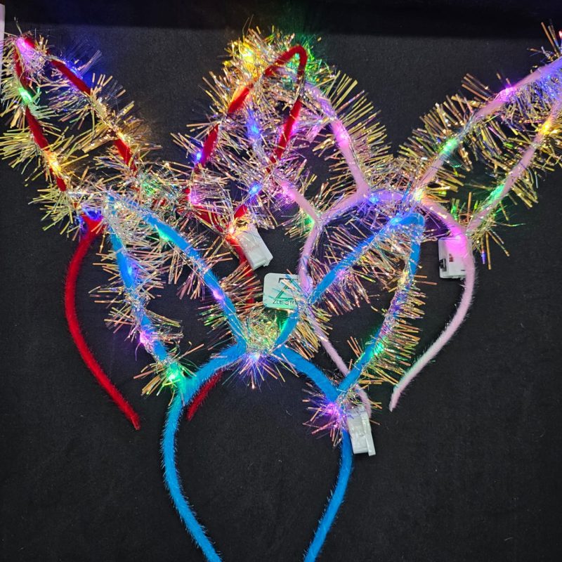 VINCHA CON LUZ CONEJO CON PELOS 14 LEDS X10U