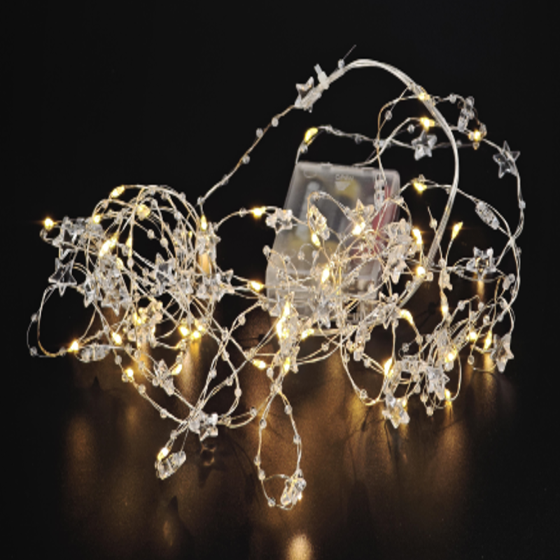 GUIRNALDA 50 LEDS ESTRELLA TRANSPARENTE 5 MTS