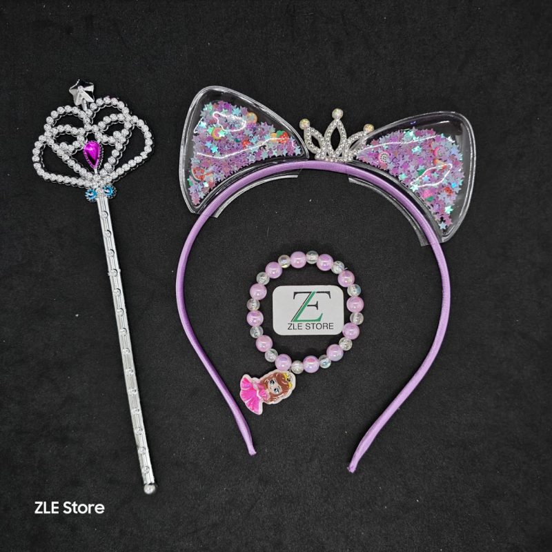 SET VINCHA CORONA DE GATO, VARITA Y PULSERA X12U