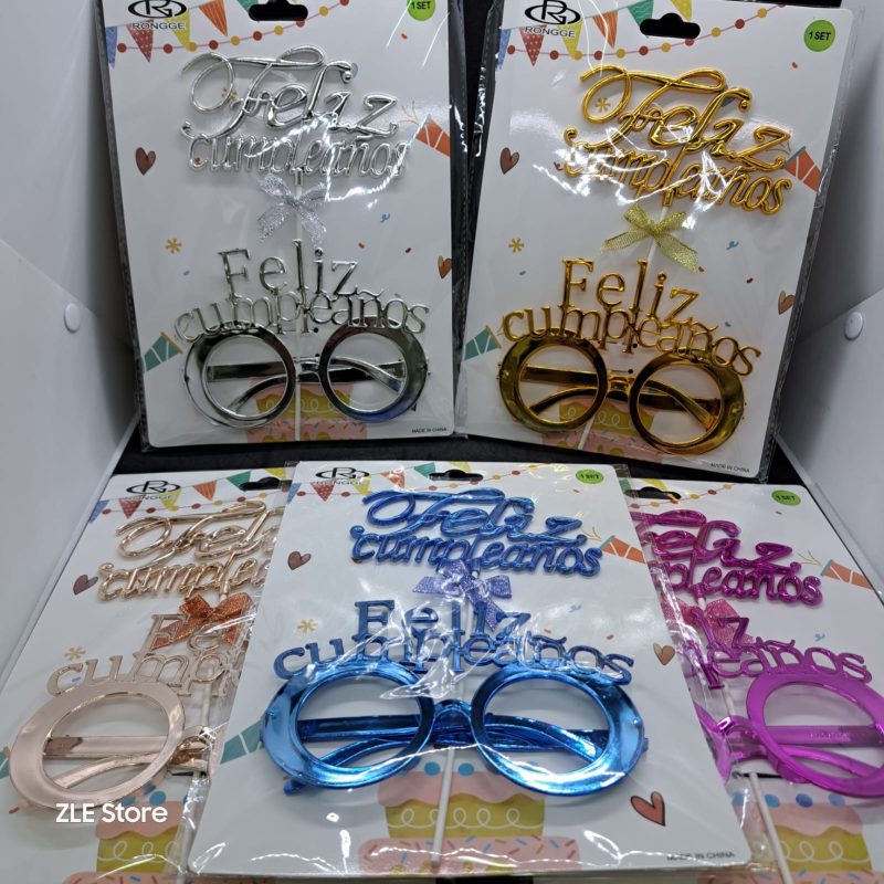 SET ANTEOJO PLASTICO ADORNO FELIZ CUMPLEAÑOS X12U