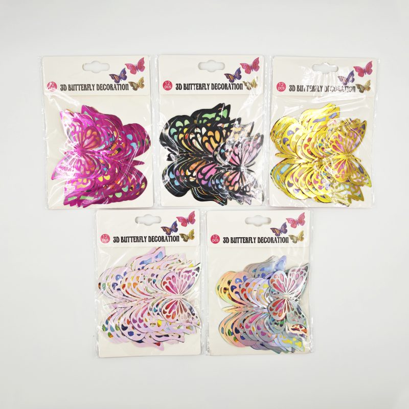 MARIPOSA DE PAPEL DOBLE COLOR SURTIDO X12