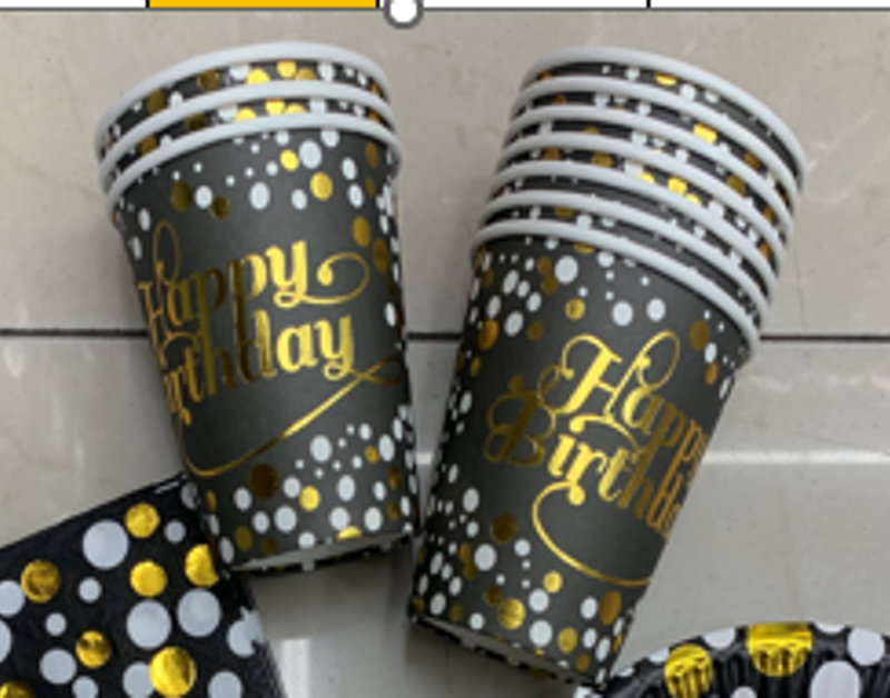 VASO DE PAPEL CON LUNARES FELIZ CUMPLEAÑOS X10