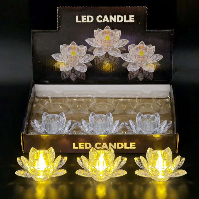 VELA FLOR DE LOTO CON LUZ X6