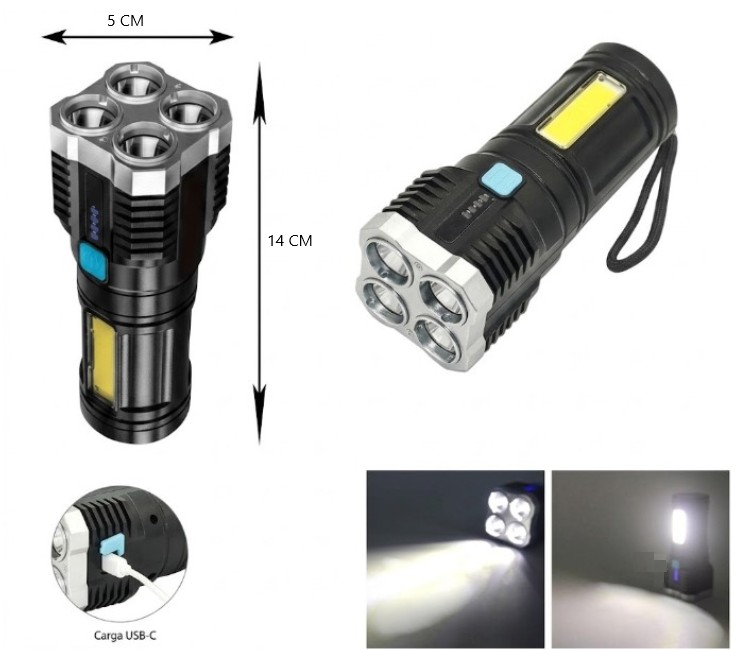 [PREITL19] LINTERNA 4 LED RECARGABLE
