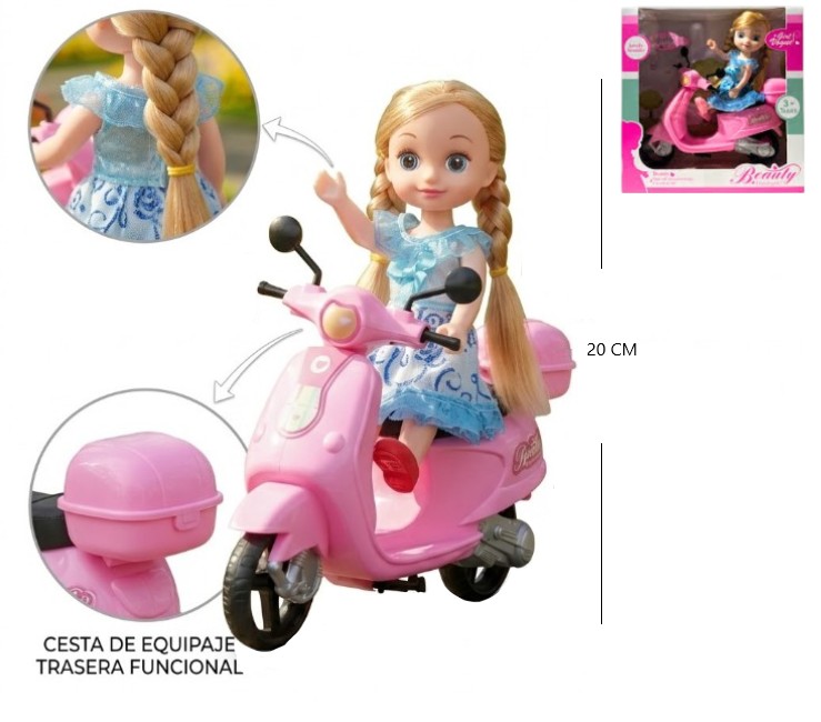 [PREITLC56190] MUÑECA BEAUTY C/ SCOOTER ROSA
