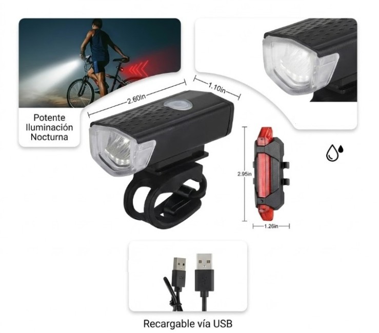 [PREITMELECH612] KIT X 2 LUCES PARA BICICLETA