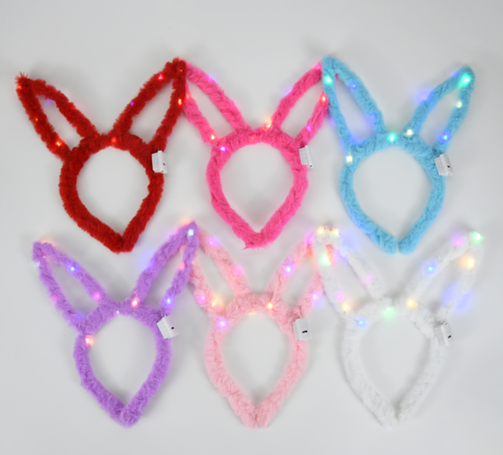 [PREZLCOT0302] Vincha orejas de conejo peluche con luz x12