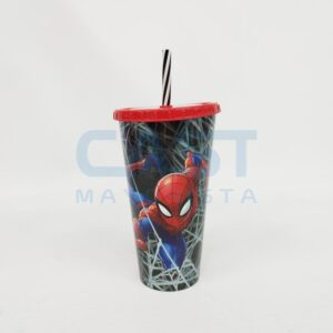 VASO 700ML TAPA C/ SORBETE SPIDERMAN