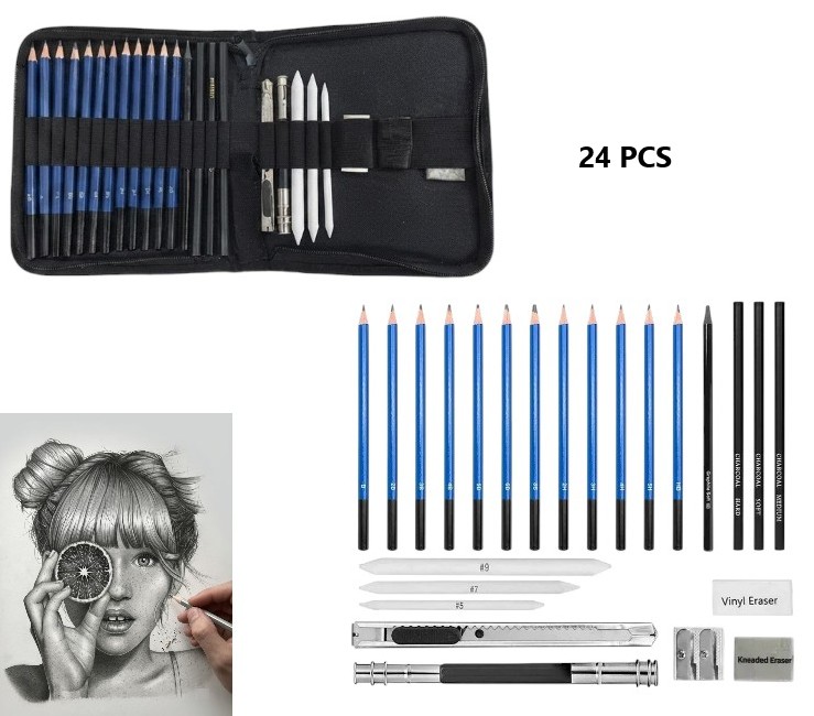 KIT PROFESIONAL DE LAPICES DE GRAFITO 24 PCS