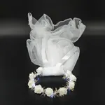 Corona de flores LED con velo x10 - Blanco