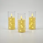 Vela con luz en vaso mediano con guirnalda x12 - Cálido