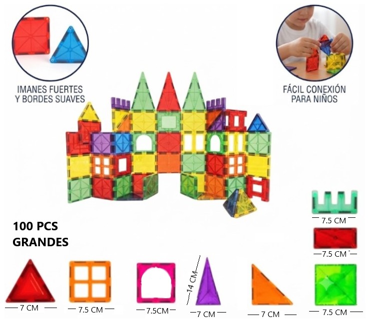 BLOQUES MAGNETICAS 3D 100PCS GRANDES